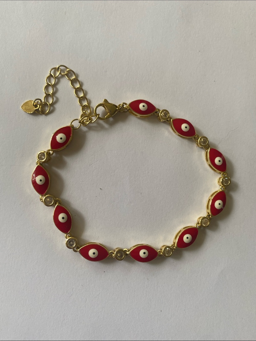 Gold-Tone Red Evil Eye Bracelet - Fashion Women's Jewelry